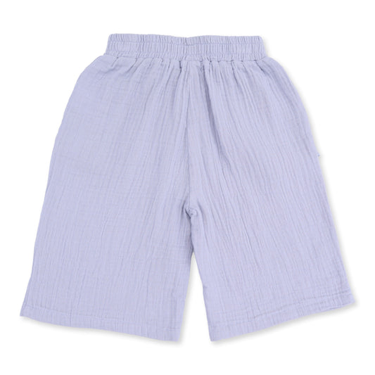 Western Plaid - Solid Muslin Zen Blue - Wide Leg Pant with Ruffle Pocket