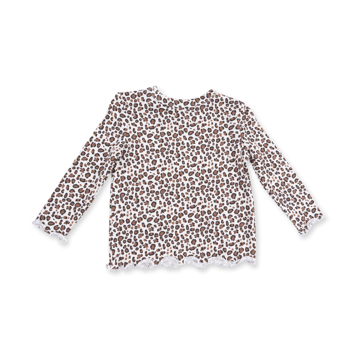 Leopard Rib - Long Sleeve Lettuce Edge Tunic Top