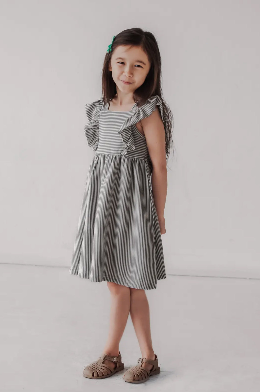 City Mouse Flutter Tank Dress- Steel Stripe