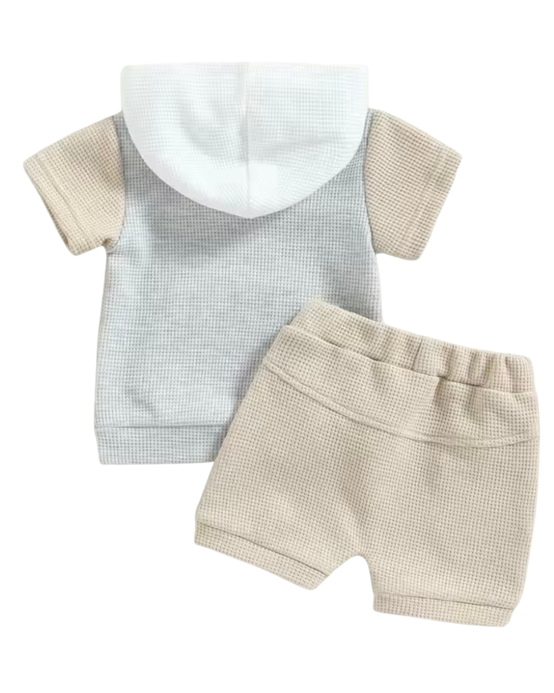 Neutral Color Block Hoodie Set