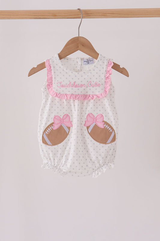Pink Football Applique Ruffle Bubble