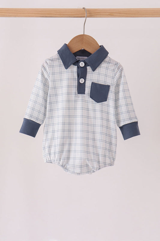 Teal pocket plaid bubble