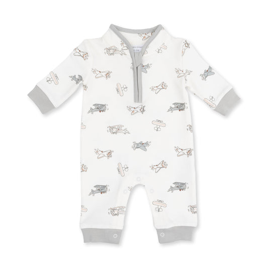 Vintage Airplane Pilots - Zip Neck Romper