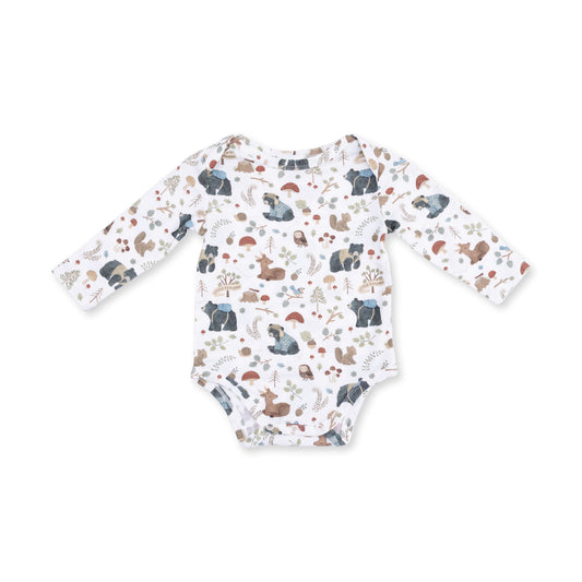 Southern Woodland Animals Green - Long Sleeve Bodysuit