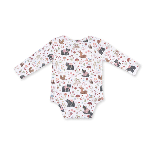 Southern Woodland Animals Pink - Long Sleeve Bodysuit
