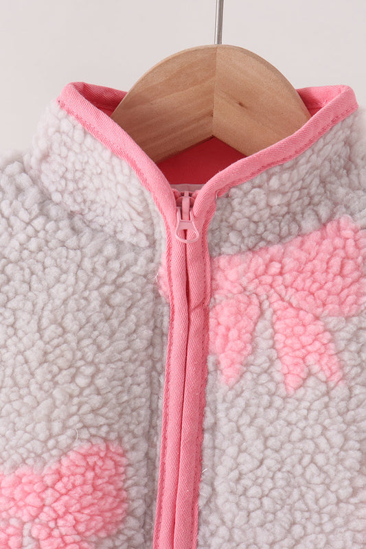 Pink bow fleece jacket