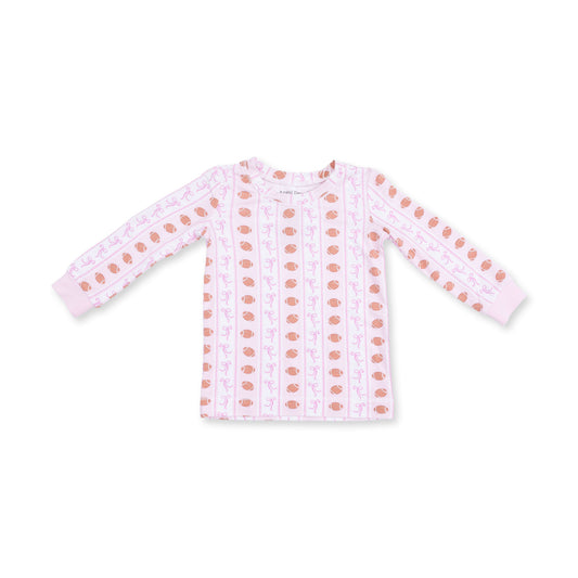 Football Bow Stripe - Long Sleeve Loungewear Set