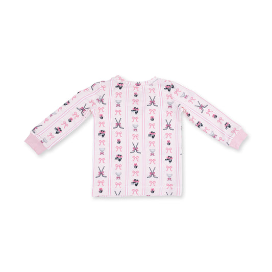 Megan's Bowtiful Hockey Stripe - Long Sleeve Loungewear Set