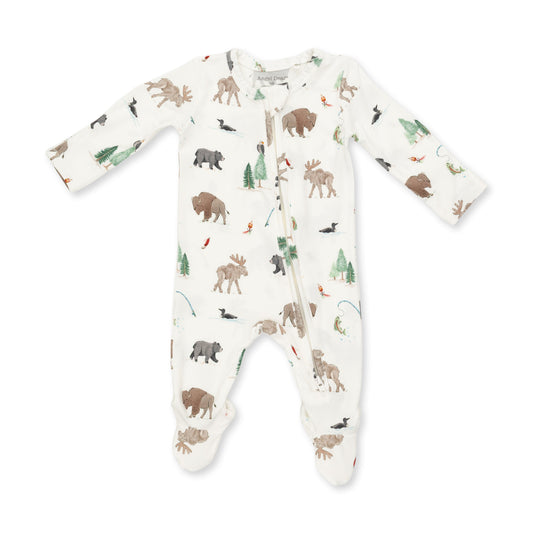 Northern Woodland Animals - 2 Way Zipper Footie