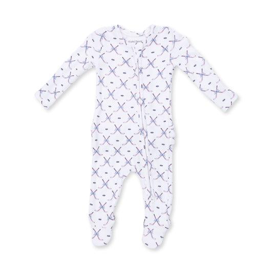 Simple Hockey Pink - 2 Way Ruffle Back Zipper Footie