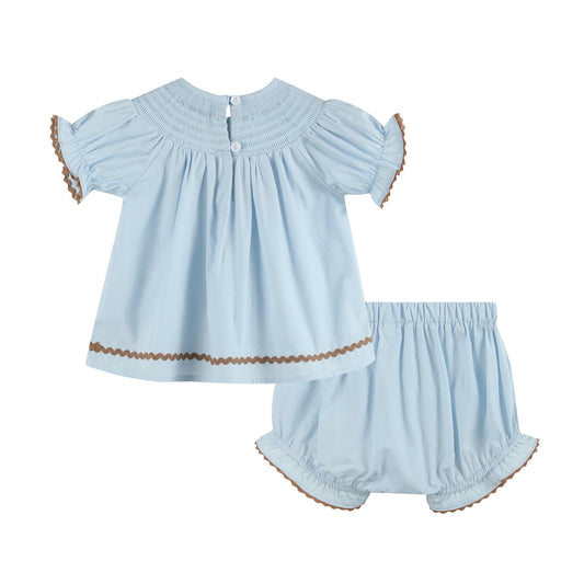 Blue Pumpkin Smocked Dress and Bloomers Set