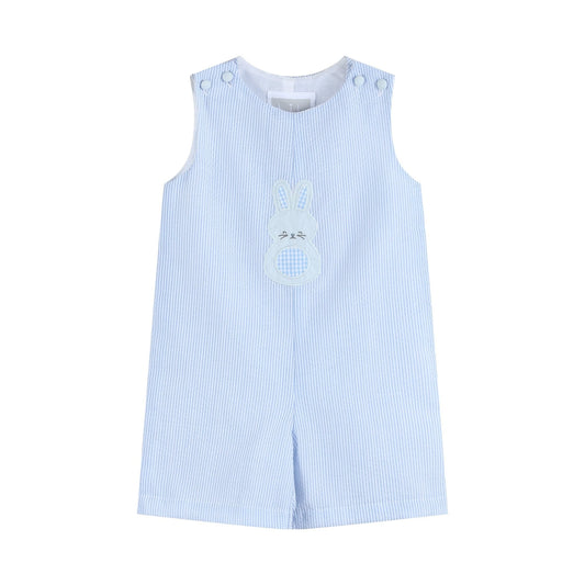 Blue Seersucker Gingham Bunny Shortall