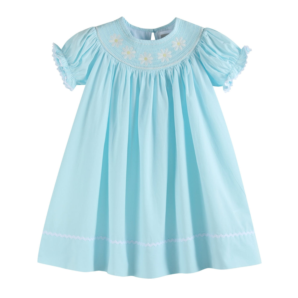 Light Blue Daisy Smocked Bishop Dress